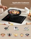 Ver imagem 3 de Cooktop de Indução Portátil Amzchef com 9 Níveis de Potência, 1800w (preto)