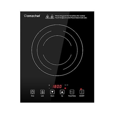 Cooktop de Indução Portátil Amzchef com 9 Níveis de Potência, 1800w (preto)
