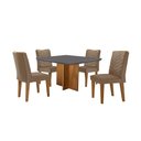 Ver imagem 2 de Conjunto Sala de Jantar Mesa Olímpia 90cm Mdf Canto Reto e 4 Cadeiras Liz Moderna