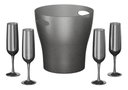 Ver imagem 1 de Kit Celebration C/Cooler 4 Taças Espumante Cinza Gliter Coza 99319/1513