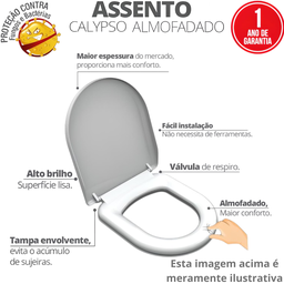 Assento Tampa para Vaso Sanitário Almofadado Compatível Calypso Preto Durín - 2