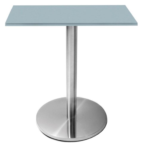 Mesa Beta Inox 75 Cm Altura Disco Redondo Tampo Mdp Quadrado 60 Cm Largura X 2,50 Cm Altura Cinza