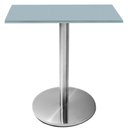 Ver imagem 1 de Mesa Beta Inox 75 Cm Altura Disco Redondo Tampo Mdp Quadrado 60 Cm Largura X 2,50 Cm Altura Cinza