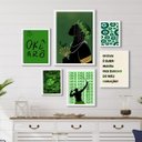 Ver imagem 1 de Composição Quadros Decorativos Oxóssi verde - com Vidro:madeira Branca