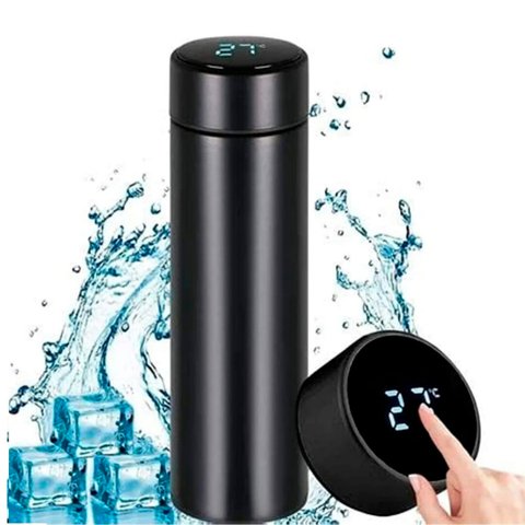 Garrafa Térmica 500ml Inteligente em Aço Inox Preta - An-005