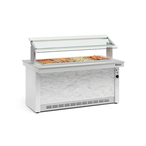 Buffet Quente 8 Cubas Gbta175 Gelopar 8gns 220v Branco e Mármore