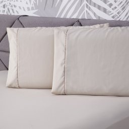 Jogo de Cama Essential Liso Bege King 03 Peças - Micropercal 180 Fios - 2