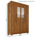 Ver imagem 3 de Guarda-Roupa com Pés e Espelho 4 Portas 3 Gavetas 100% MDF Veneza Marrom/Cinamomo