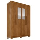 Ver imagem 2 de Guarda-Roupa com Pés e Espelho 4 Portas 3 Gavetas 100% MDF Veneza Marrom/Cinamomo