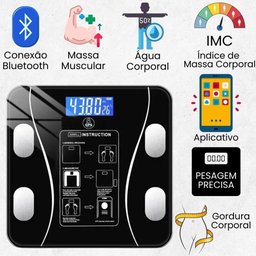 Balança Corporal Bioimpedância com Aplicativo Alta Precisão 180kg - 2