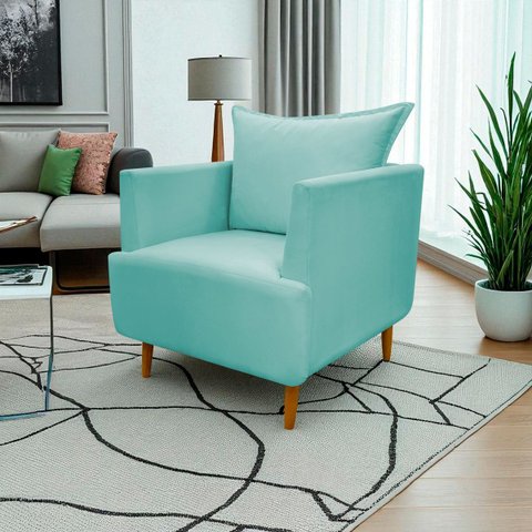 Poltrona Decorativa para Sala Recepção Escritório Consultório Reforçada Eliza Tecido Suede