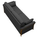 Ver imagem 7 de Sofá Living 3 Lugares 222cm Pés Madeira Roya M22 PU Preto - Mpozenato