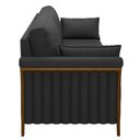 Ver imagem 5 de Sofá Living 3 Lugares 222cm Pés Madeira Roya M22 PU Preto - Mpozenato