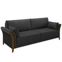Ver imagem 1 de Sofá Living 3 Lugares 222cm Pés Madeira Roya M22 PU Preto - Mpozenato