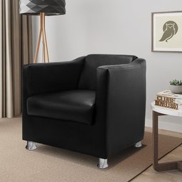 Kit 2 Poltronas Decorativa Tilla Consultório Recepção Sala de estar Sintético Preto - Ninho Decor - 2