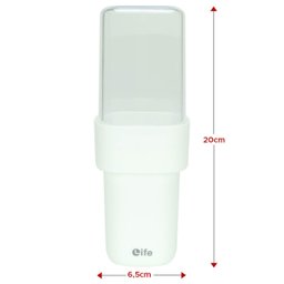 Porta Escova de Dente com Tampa Acrílico Transparente:Branco - 3