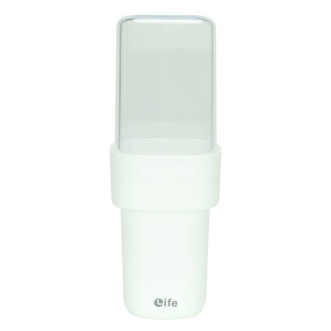 Porta Escova de Dente com Tampa Acrílico Transparente:Branco