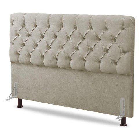 Cabeceira Cama Box Casal Queen Size Lylla 160cm Capitonê com Frame Sintético Bege - Desk Design