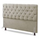 Ver imagem 1 de Cabeceira Cama Box Casal Queen Size Lylla 160cm Capitonê com Frame Sintético Bege - Desk Design