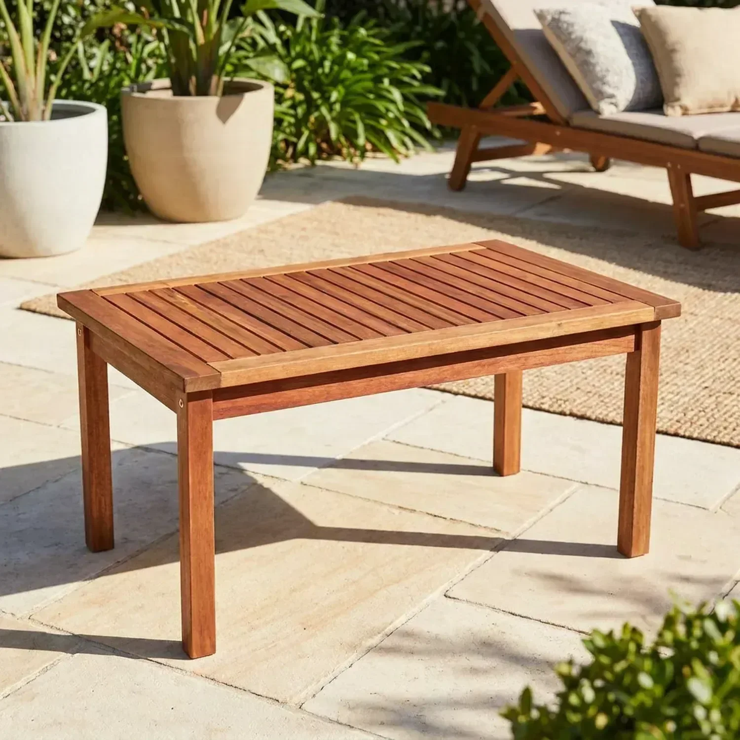 Mesa Lateral em Madeira Maciça para Jardim e Varanda Marrom Taj 80 x 50cm