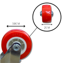 Ver imagem 2 de Rodízio Rodinha Giratório Placa Base Aço Roda Pp Vermelho Diâmetro 38mm 1,5" Altura 50mm