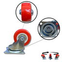 Ver imagem 1 de Rodízio Rodinha Giratório Placa Base Aço Roda Pp Vermelho Diâmetro 38mm 1,5" Altura 50mm