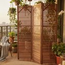 Ver imagem 7 de Biombo 3 Folhas Divisória Madeira Maciça Ripado p/Área Interna Externa Jardim Marrom