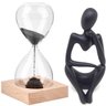 Kit Enfeite Decorativo Figura Abstrata Homem Pensador Reflexão Ampulheta Decoração Ambientes - Kit a - 1
