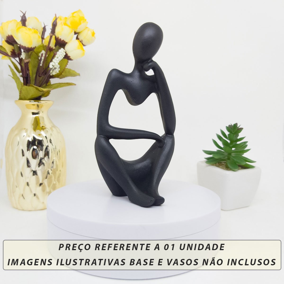 Kit Enfeite Decorativo Figura Abstrata Homem Pensador Reflexão Ampulheta Decoração Ambientes - Kit a - 2