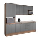 Ver imagem 4 de Cozinha Milla Rain 12 Portas 3 Gavetas MDF-MDP 270cm Cinza com Nogal Móveis Carraro