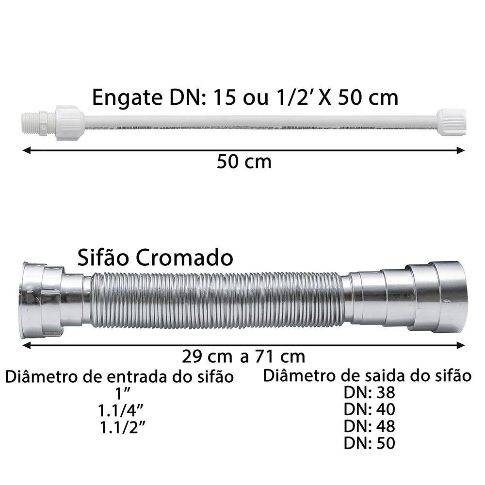 Kit Torneira DL04 com Sifao e Engate 50 cm mais Valvula ABS - 3
