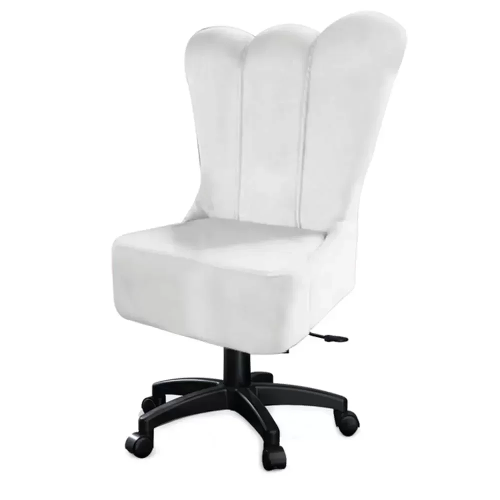 Cadeira Mocho Giratória com Rodinhas Estética Consultório Dentista Escritório Corino Branco - D Hous - 2