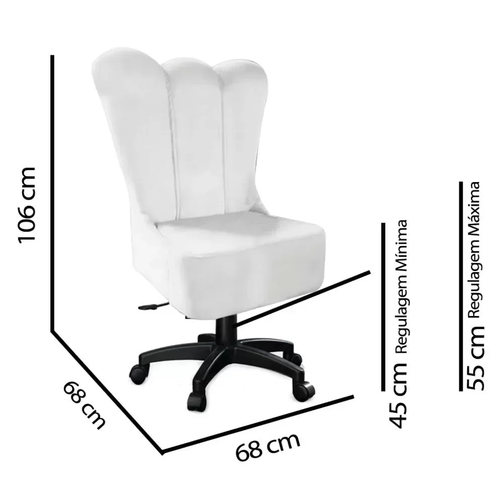 Cadeira Mocho Giratória com Rodinhas Estética Consultório Dentista Escritório Corino Branco - D Hous - 3