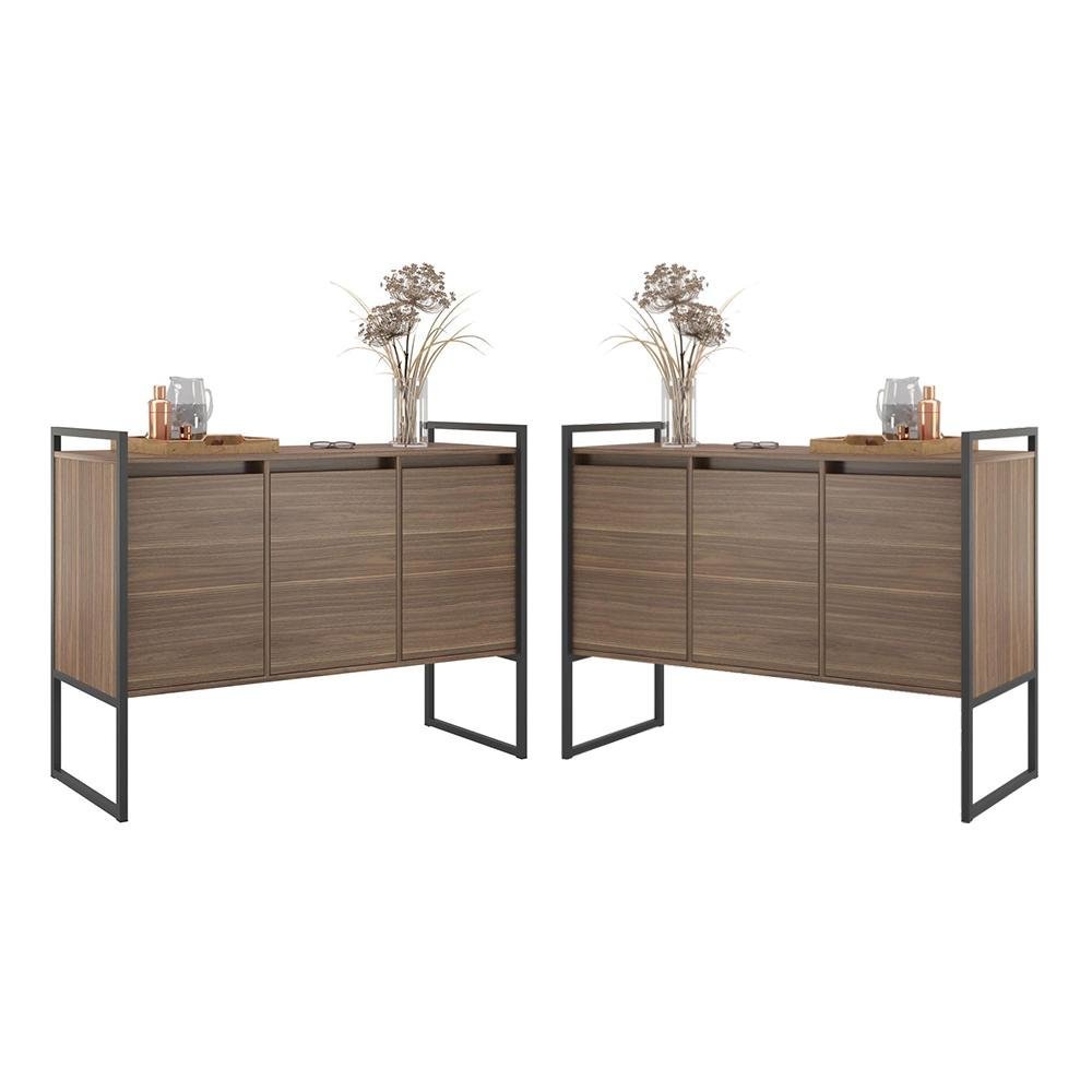Buffet 3 Portas Rouxe Affara Conjunto 2 Unidades | MadeiraMadeira