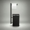 Ver imagem 1 de Lixeira Aço Inoxidável Preto Fosco com Suporte para Papel Higiênico de Parede 6 Litros