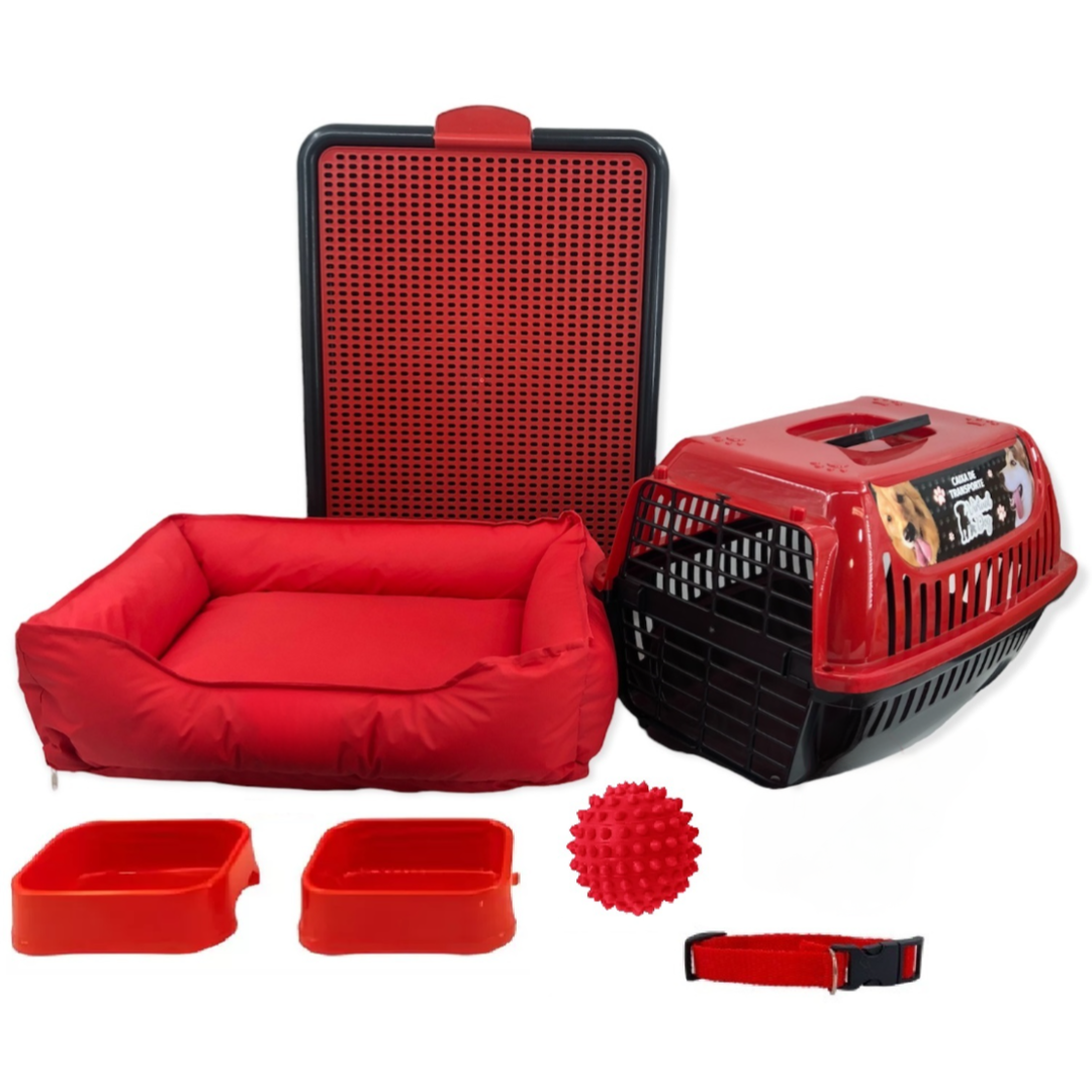 Kit Cachorro Cama Confort Transporte Sanitário G. - Vermelho