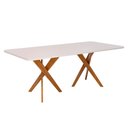 Ver imagem 1 de Mesa Jantar Retangular 2,10 com Vidro Cacau Madeira/off White
