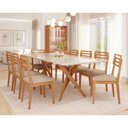 Ver imagem 2 de Mesa Jantar Retangular 2,10 com Vidro Cacau Madeira/off White