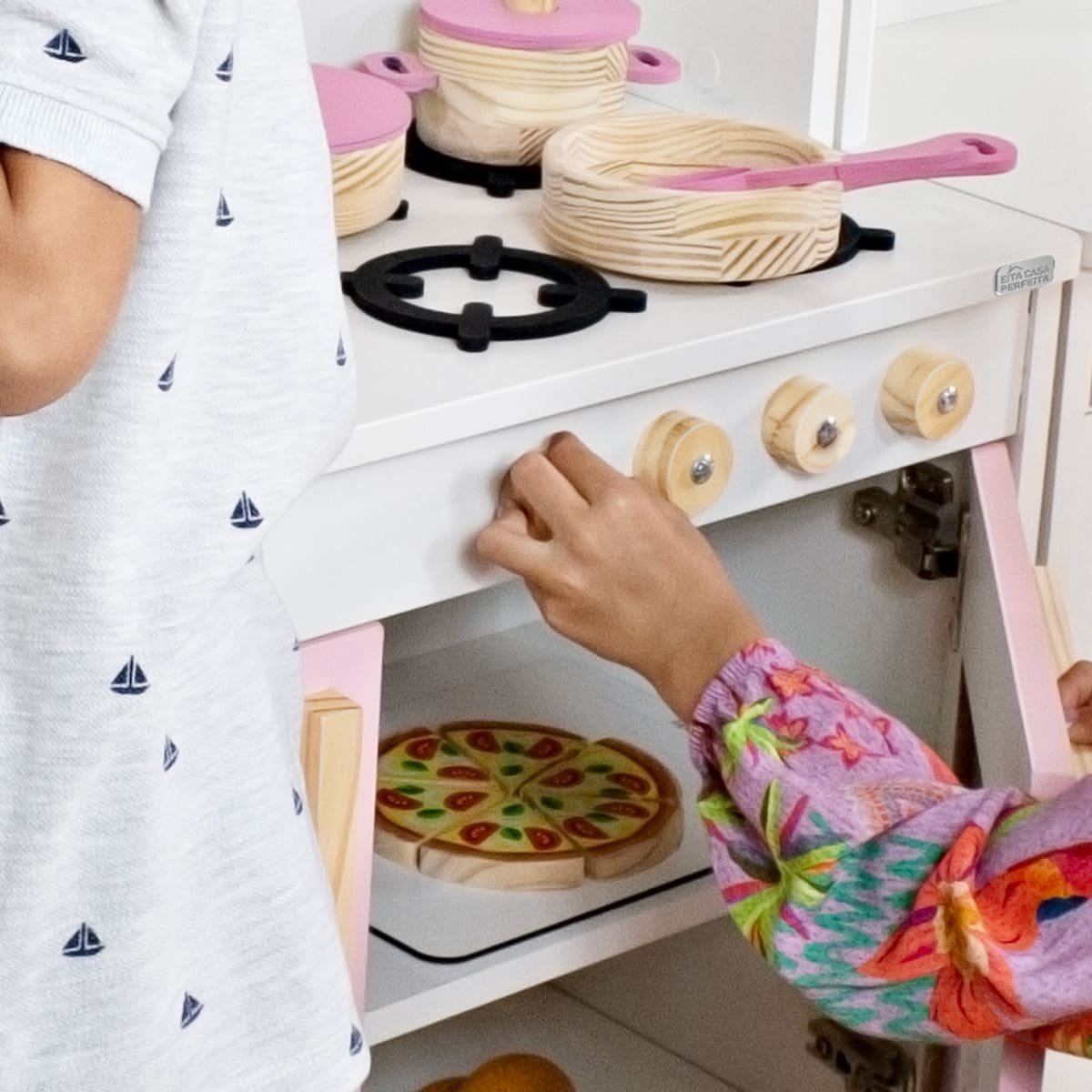 Cozinha Infantil com Pia Fogão e Microondas - Rosa Bebe - 3