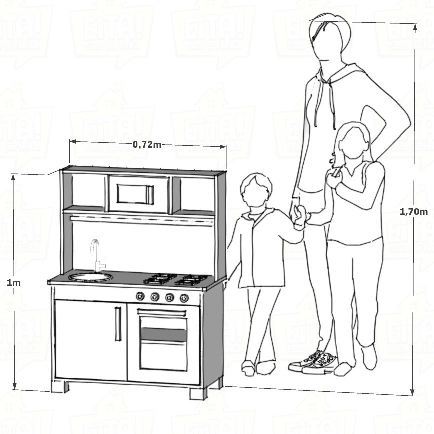 Cozinha Infantil com Pia Fogão e Microondas - Rosa Bebe - 6