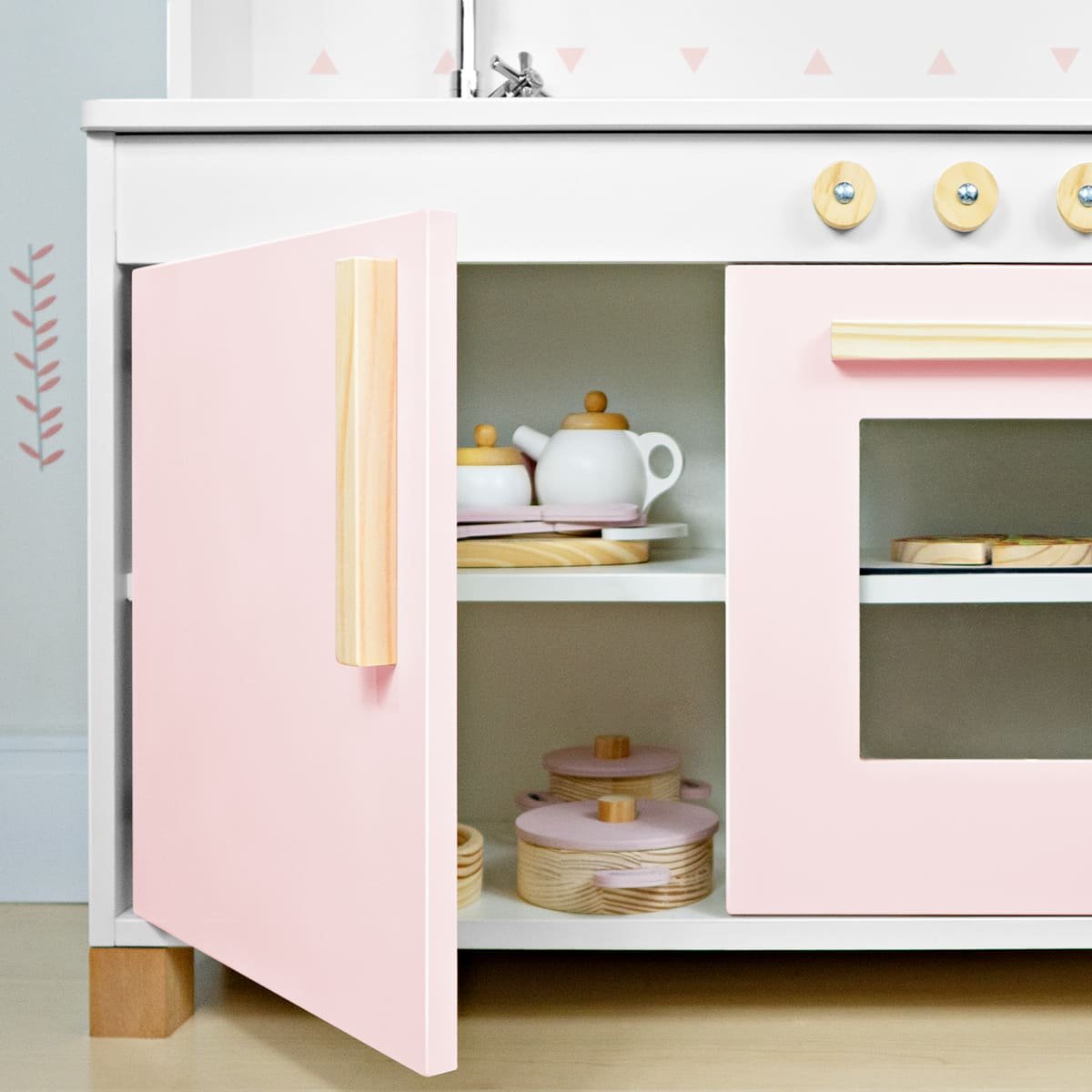 Cozinha Infantil com Pia Fogão e Microondas - Rosa Bebe - 2