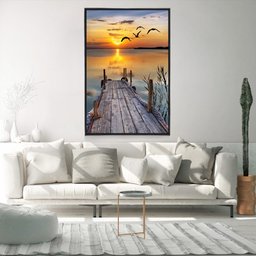 Quadro Decorativo Ponte Por do Sol Tela Vertical Com Moldura e Sem Vidro 60X90 - 3
