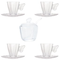 Kit 4-xícaras de Chá 180ml e 1-açucareiro Butterfly Wollff - 1