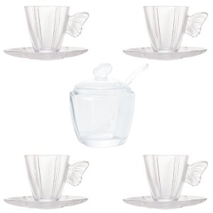 Kit 4-xícaras de Chá 180ml e 1-açucareiro Butterfly Wollff