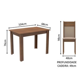Conjunto Sala de Jantar Madesa Lola Mesa Tampo de Madeira 2 Cadeiras - Rustic/crema/sintético Bege - 3