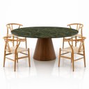 Ver imagem 2 de Mesa de Jantar Cone Oval 244x137 cm Tampo Mármore Vitória Régia Base Nogueira