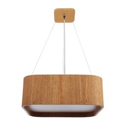 Lustre Pendente Madeira Arredondado 25x25cm - Freijó - 1