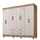 Ver imagem 1 de Guarda Roupa Casal Porto 8 Portas Nature Off White - Móveis Leão