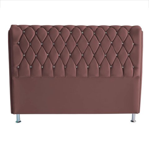 Cabeceira de Cama Box Londres Casal Queen 160 Cm Suede Botão de Strass Rosê do Lar Móveis e Decoraçã