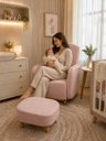 Ver imagem 5 de Poltrona Amamentação Orgânica Balanço e Puff Boucle:Rosé